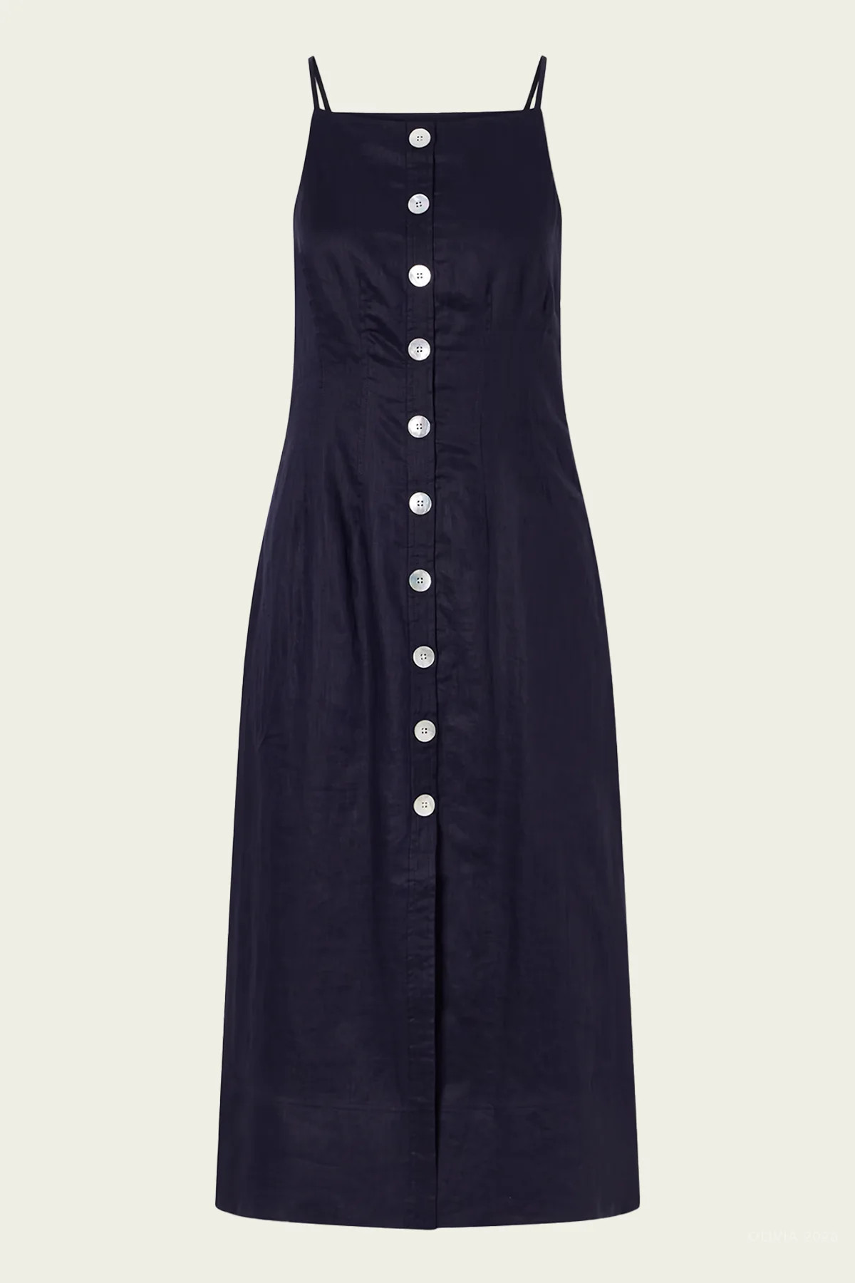 Georges Linen Midi Dress in Navy - Navy 8 US | Shop Olivia