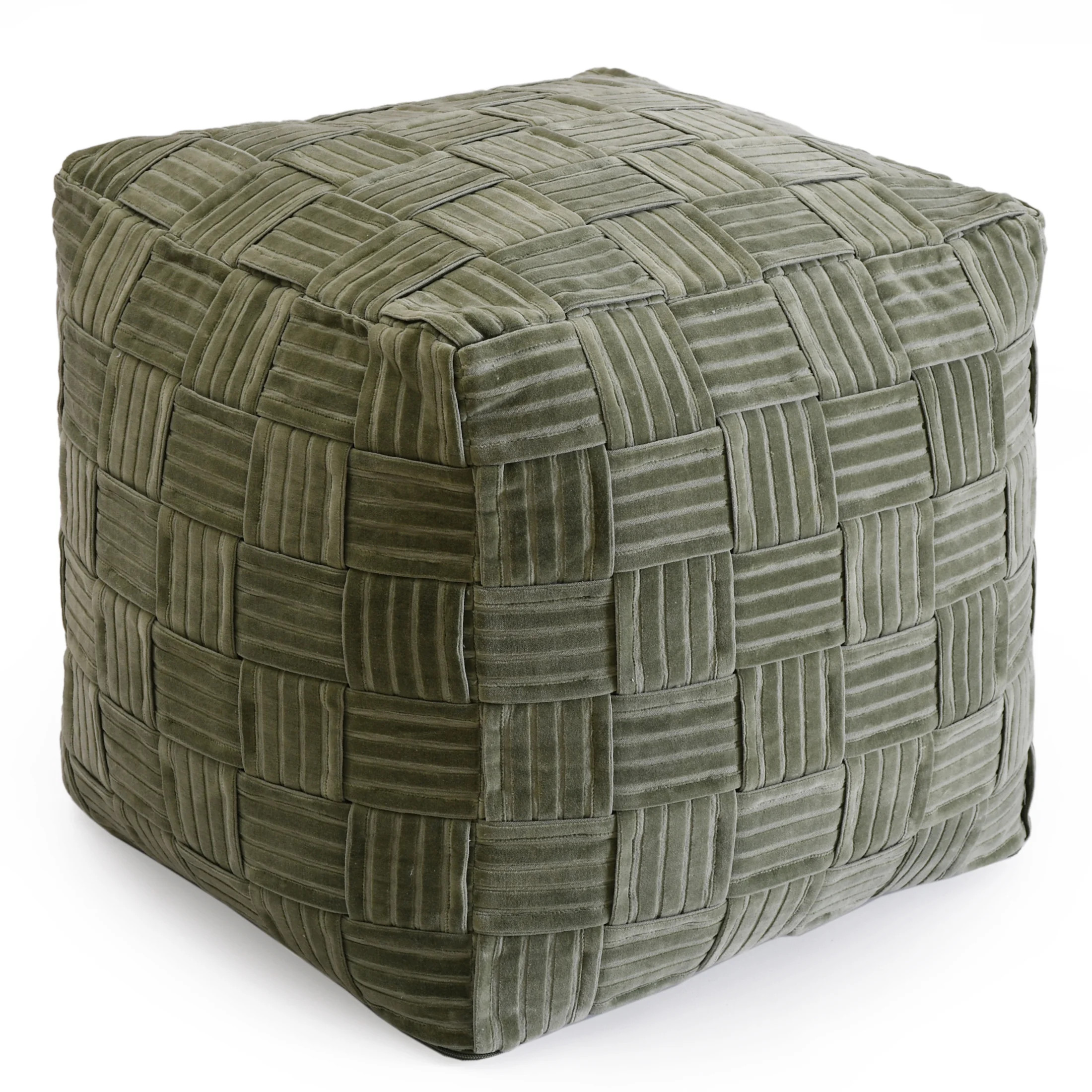 Better Homes & Gardens Velvet Woven Pouf Cover, Dark Cilantro | Walmart (US)