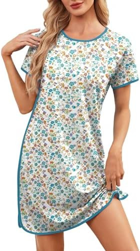 Nightgowns for Women House Dress Short Sleeves Lounge Dresses Night Gowns for Sleeping Soft Print... | Amazon (US)