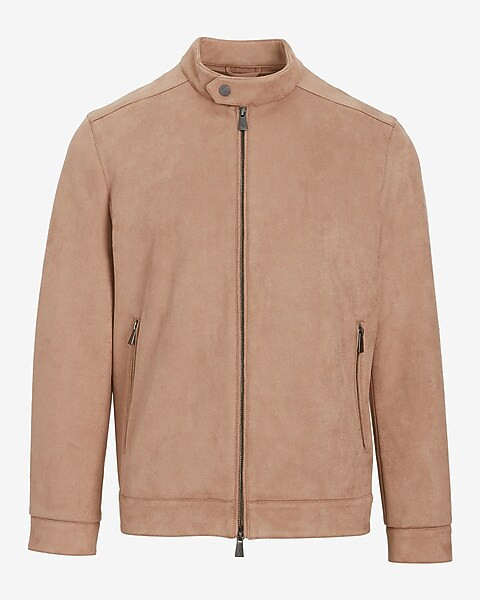 Brown Faux Suede Moto Jacket | Express