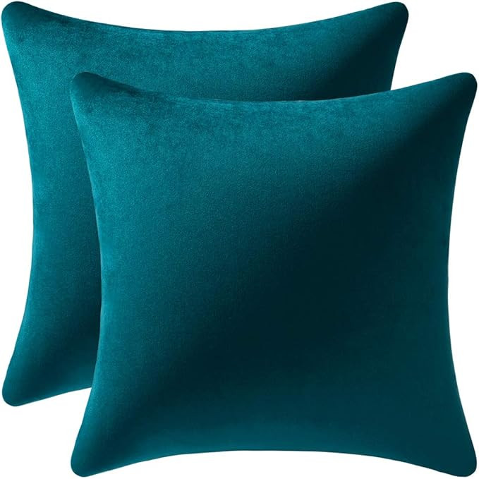 Euro Sham Covers 24x24 Teal: Pack of 2 Cozy Soft Velvet Square Modern Luxury Decorative Throw Pil... | Amazon (US)