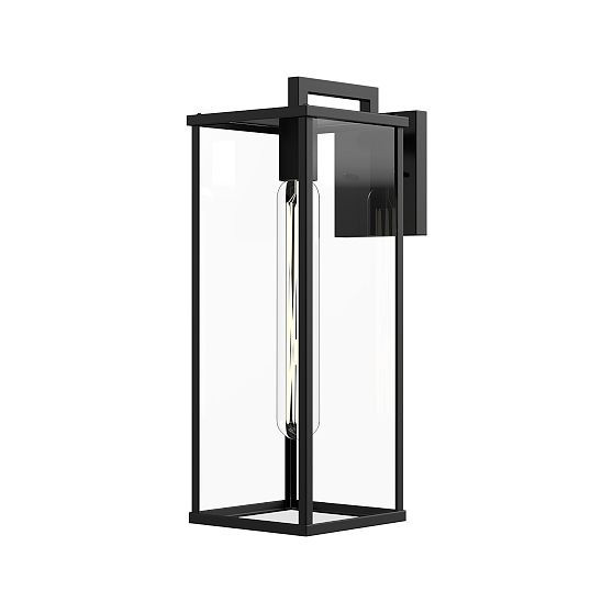 Louise Outdoor Sconce, 17"", Clear Glass/Textured Black | West Elm (US)