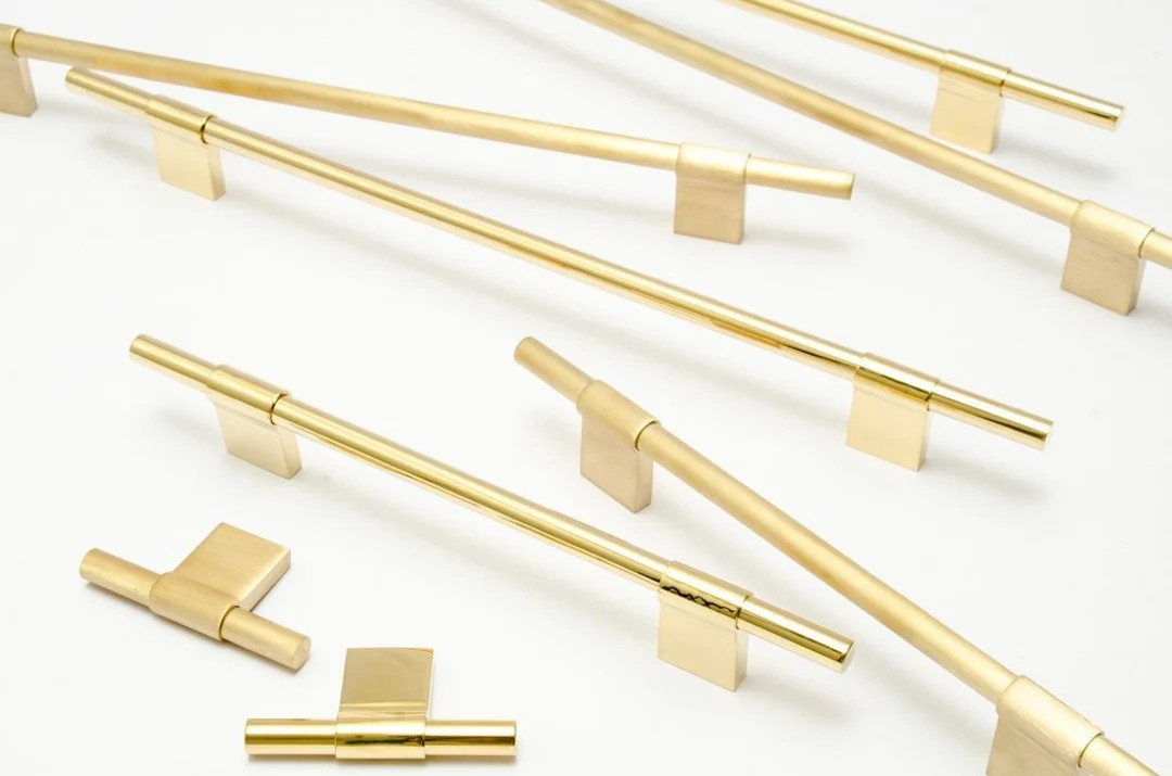 Unlacquered Brass line Cabinet Knobs and Drawer - Etsy | Etsy (US)