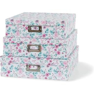In Full Bloom - Set of 3: Floral Decorative Boxes with Lids Pretty Archival Photo Storage Letter and Document Box | The Home Depot