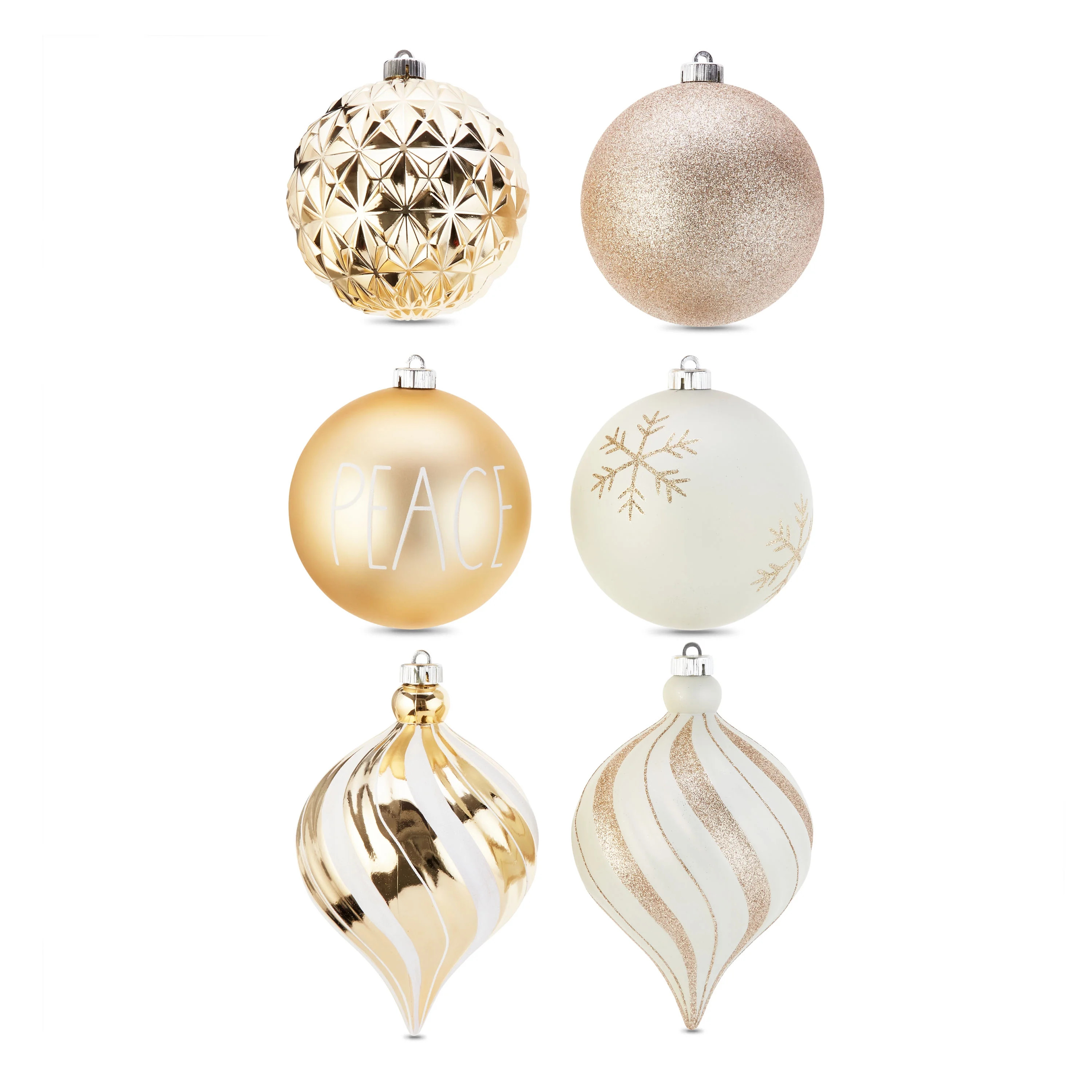 Holiday Time Champagne Jumbo Shatterproof Christmas Ball Ornament, 6 Pack - Walmart.com | Walmart (US)