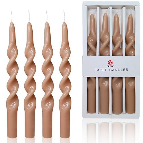 Brown Spiral Taper Candles 4 PCS Unscented Candle Tapers Candle Sticks for Dinner Household Wedding Party Home Décor Candles | Amazon (US)