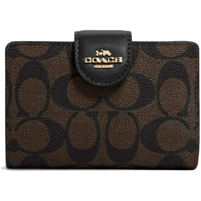 Coach Women's Medium Leather Corner Zip Wallet in Signature Brown/Black, Women | Walmart (US)