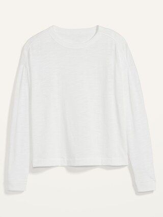 Loose Thick Slub-Knit Easy Long-Sleeve Tee for Women | Old Navy (US)