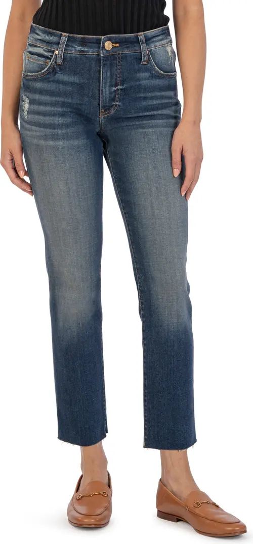 KUT from the Kloth Reese Fab Ab Distressed High Waist Raw Hem Ankle Slim Straight Leg Jeans | Nor... | Nordstrom