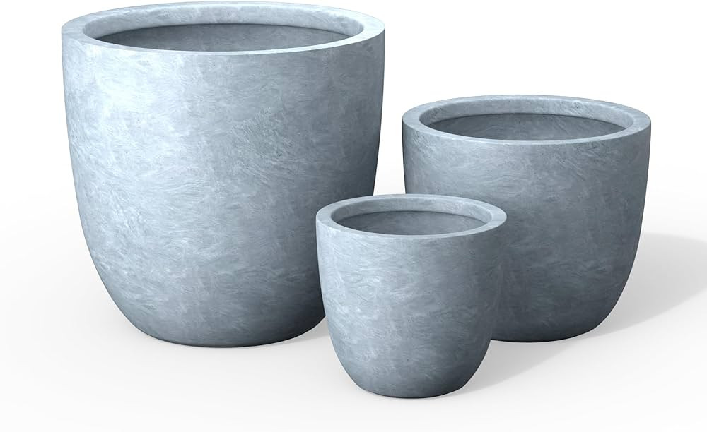 Kante Round Concrete Planter Set of 3, Large Outdoor Indoor Plant Pots with Drainage Hole, 10/14/... | Amazon (US)