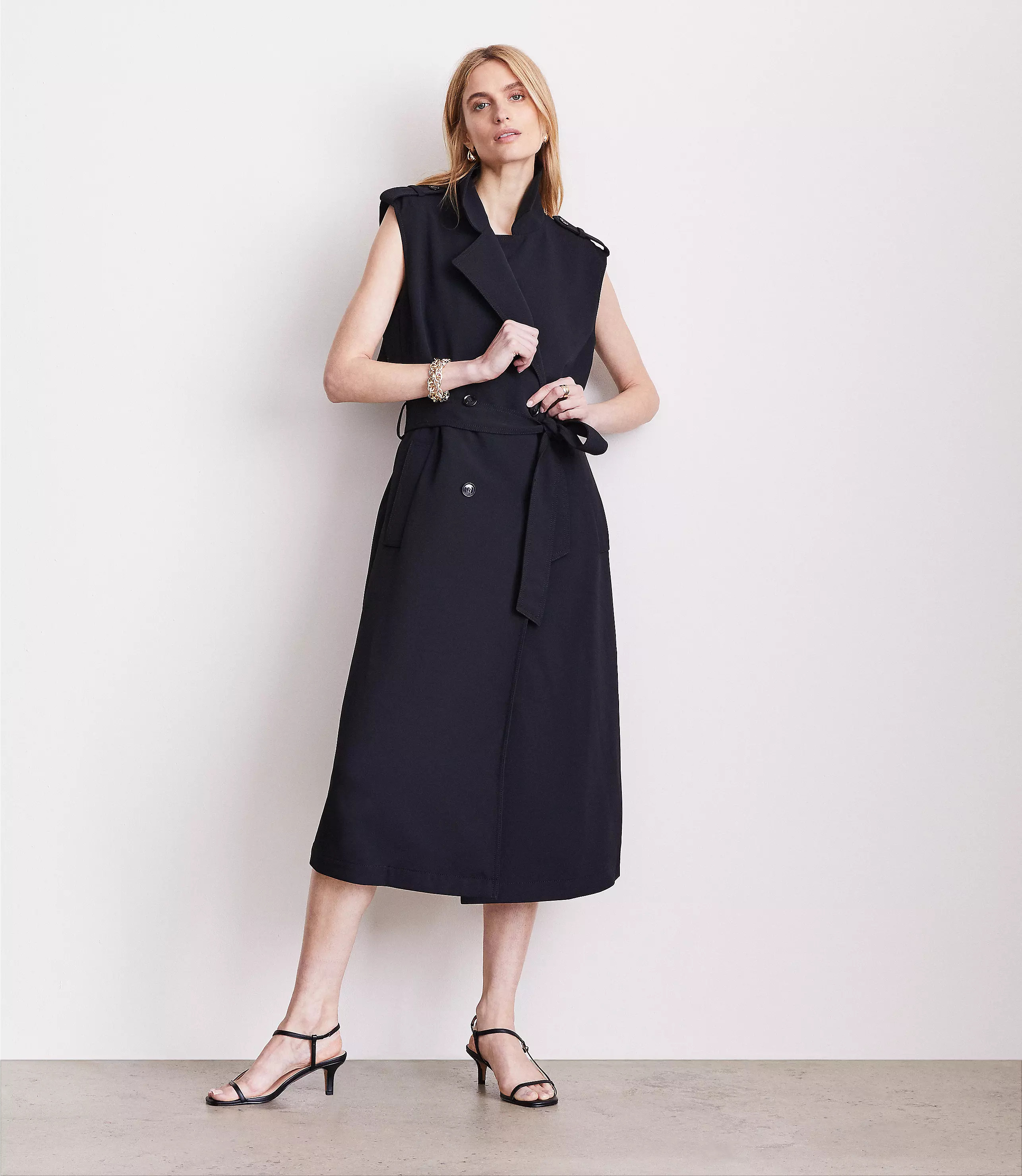 LOFT Versa Crepe Drape Trench Vest | LOFT