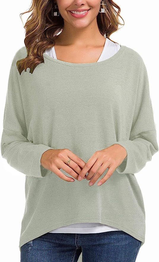 UGET Women's Sweater Casual Oversized Baggy Loose Fitting Shirts Batwing Sleeve Pullover Tops | Amazon (US)