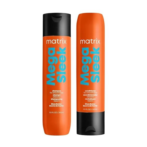Matrix Mega Sleek Shampoo and Conditioner Set - Smoothing and Moisturizing, Anti-Frizz, Detangling, For All Dry, Damaged & Frizzy Hair Types, Nourishes With Shea Butter, Vegan, 10.1 Fl Oz | Amazon (US)