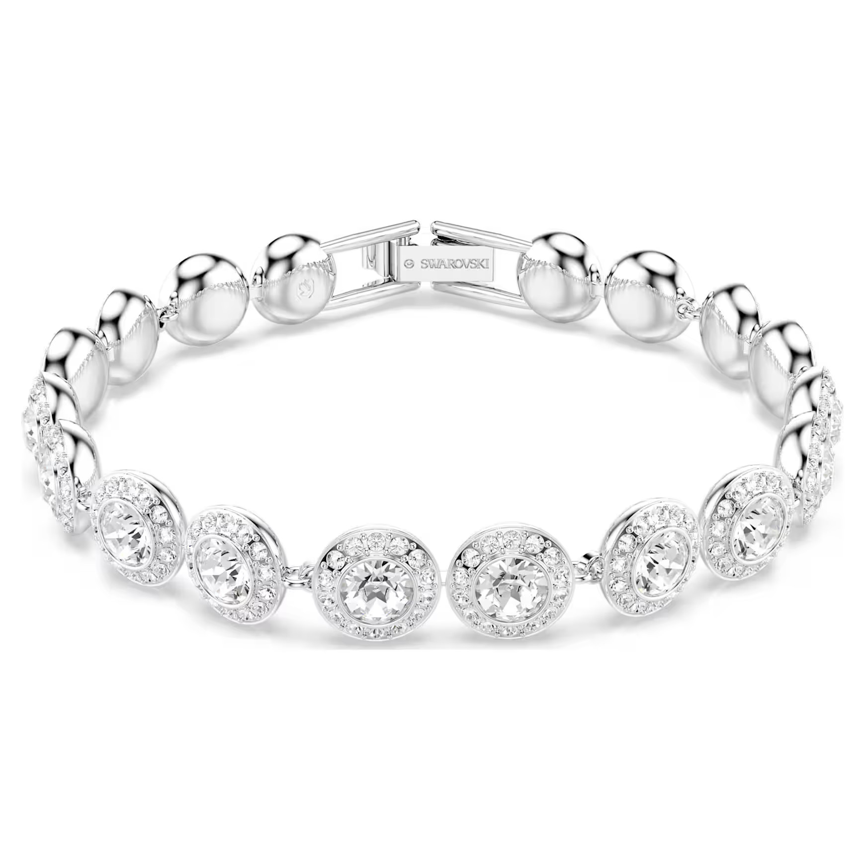 Una Angelic bracelet, Round cut, White, Rhodium plated by SWAROVSKI | SWAROVSKI