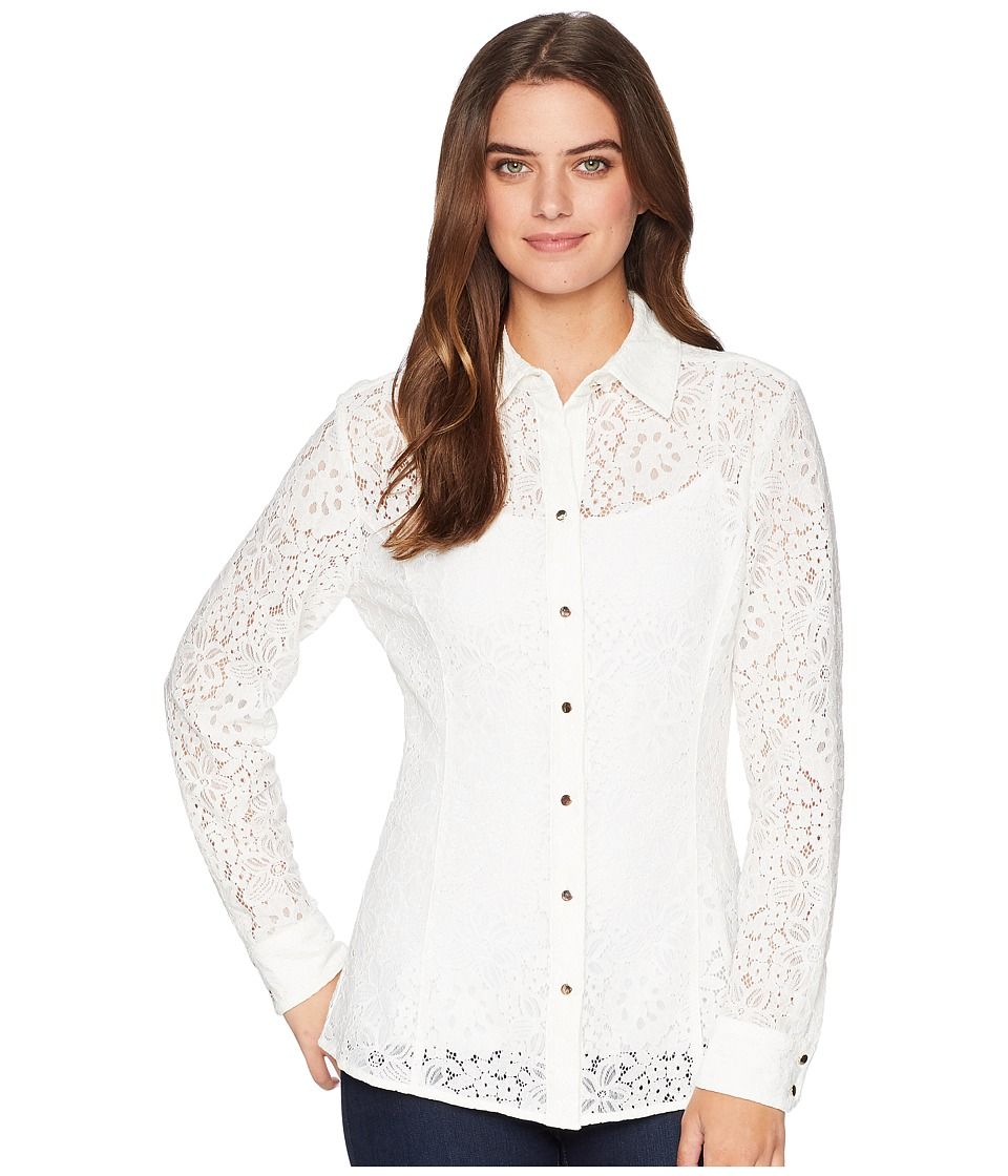 Tommy Hilfiger Long Sleeve Lace Button Blouse (Ivory) Women's Blouse | 6pm