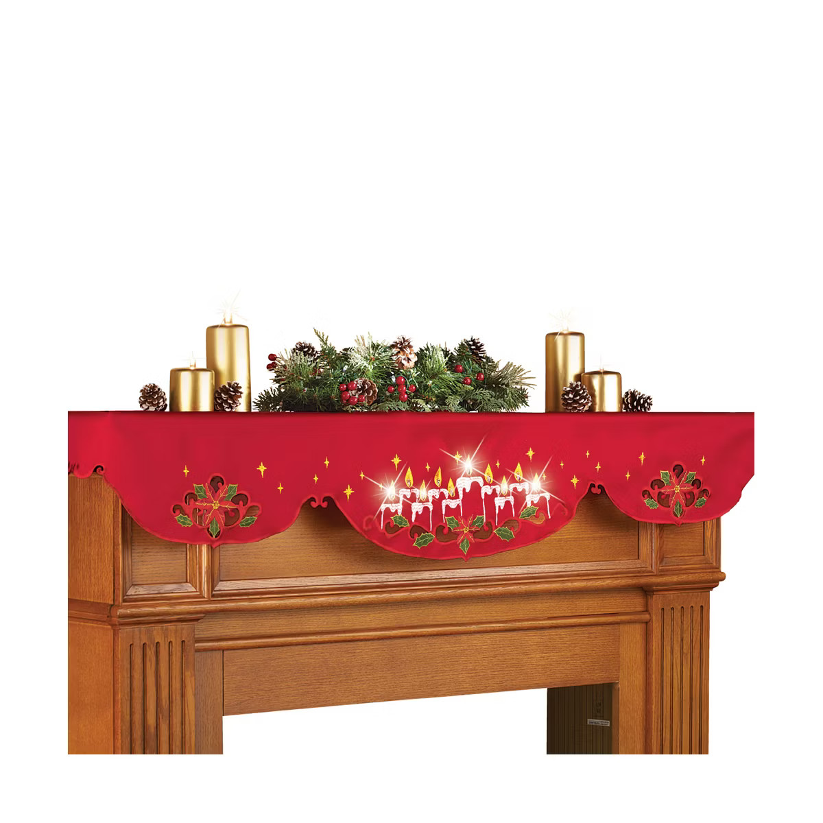 Collections Etc Lighted Christmas Candles Mantel Scarf Decor | Target