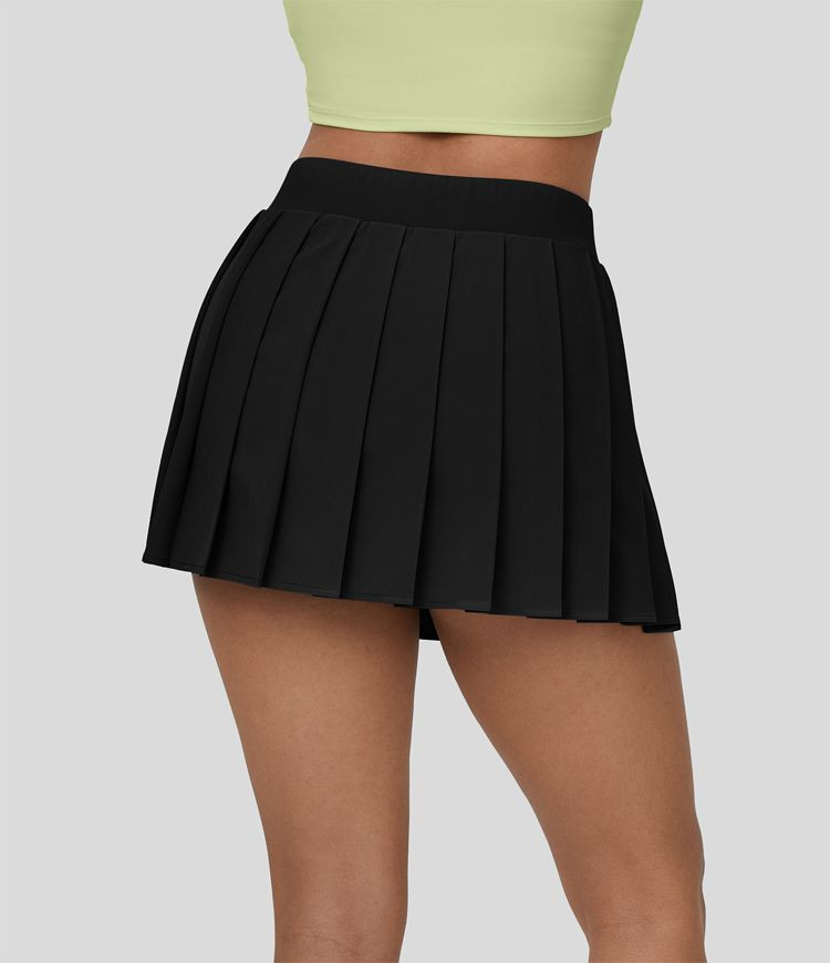 Women’s Breezeful™ High Waisted Pleated 2-in-1 Side Pocket Adjustable Buckle Mini Quick Dry P... | HALARA