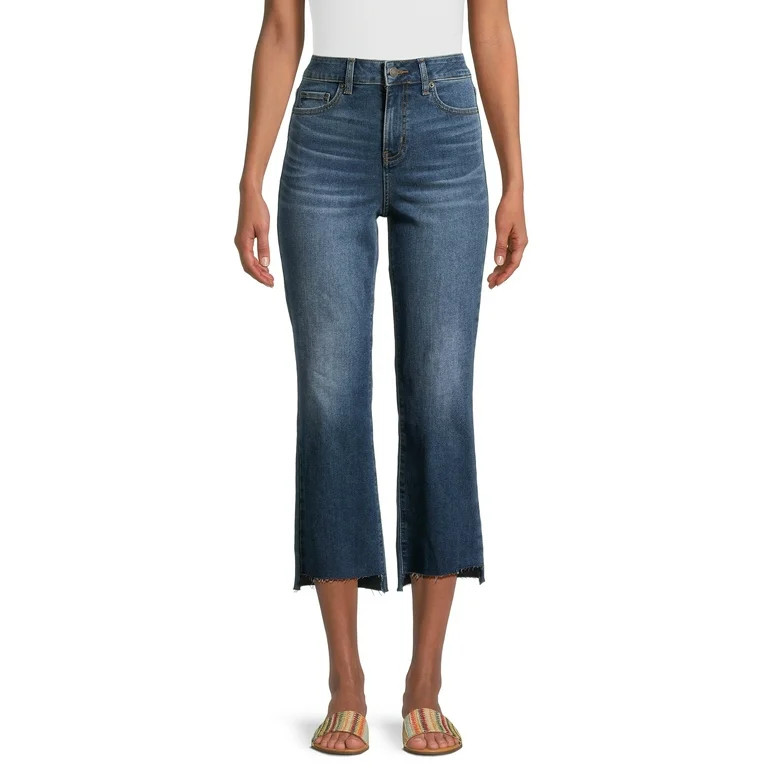 Time and Tru Women's and Women's Plus High Rise Step Hem Kick Flare Jeans, 26" Inseam, Sizes 2-20 | Walmart (US)