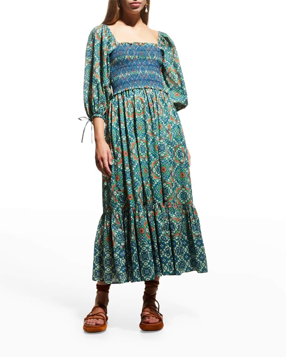 Cara Cara Jazzy Botanical-Print Voile Midi Dress | Neiman Marcus