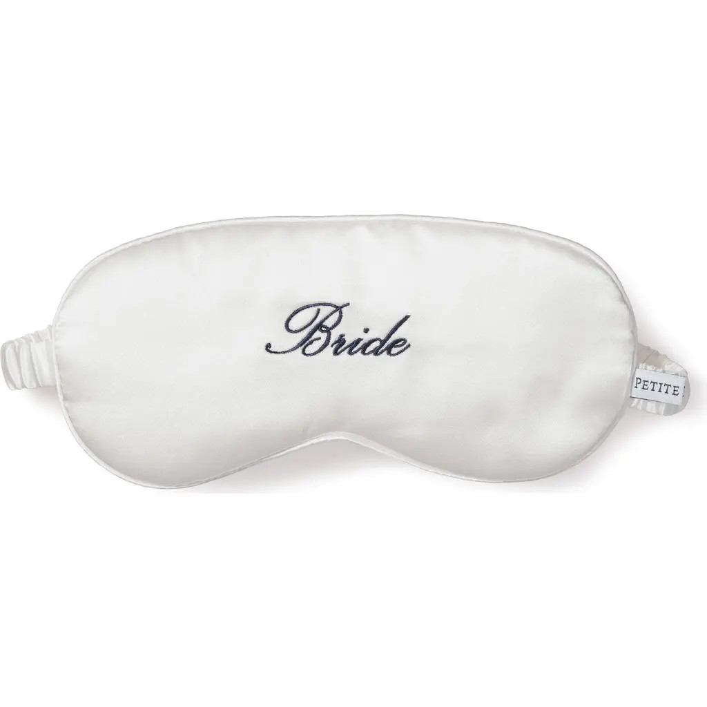 Petite Plume Bride Embroidered Silk Sleep Mask in White at Nordstrom | Nordstrom
