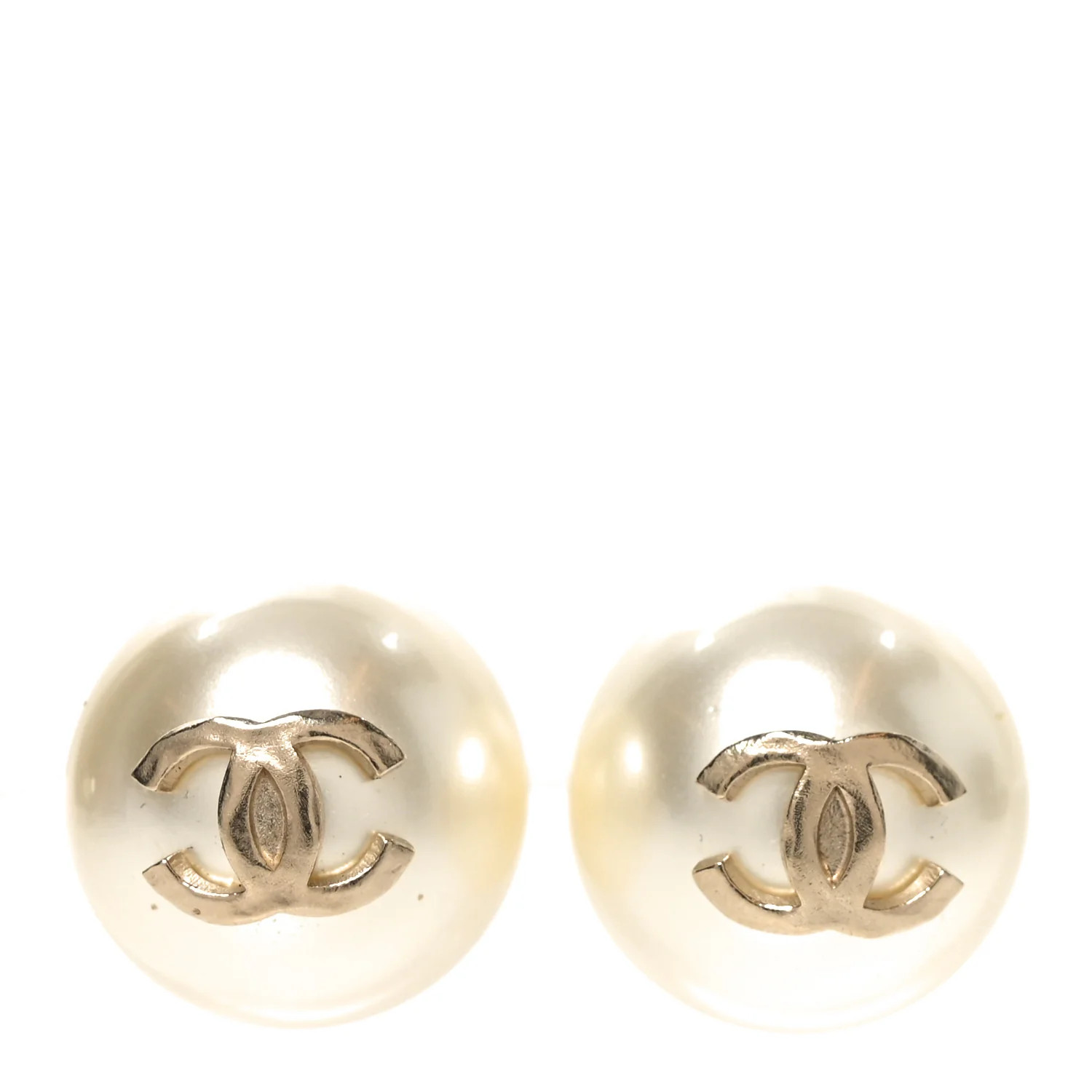 Pearl CC Large Earrings Gold | FASHIONPHILE (US)