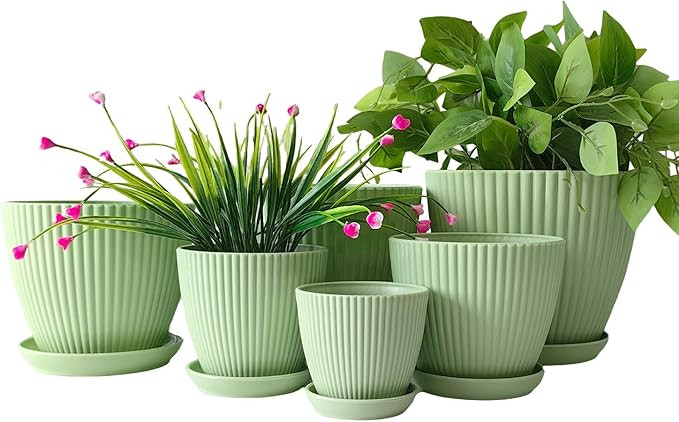 Plant Planters with Drainage Holes and Trays Pack of 6 Plant Pots 7.5/6.5/5.5/4.9/4.2/3.5 Inches ... | Amazon (US)