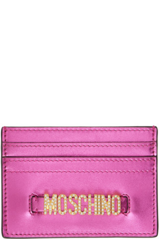 Pink Lettering Logo Foiled Card Holder | SSENSE