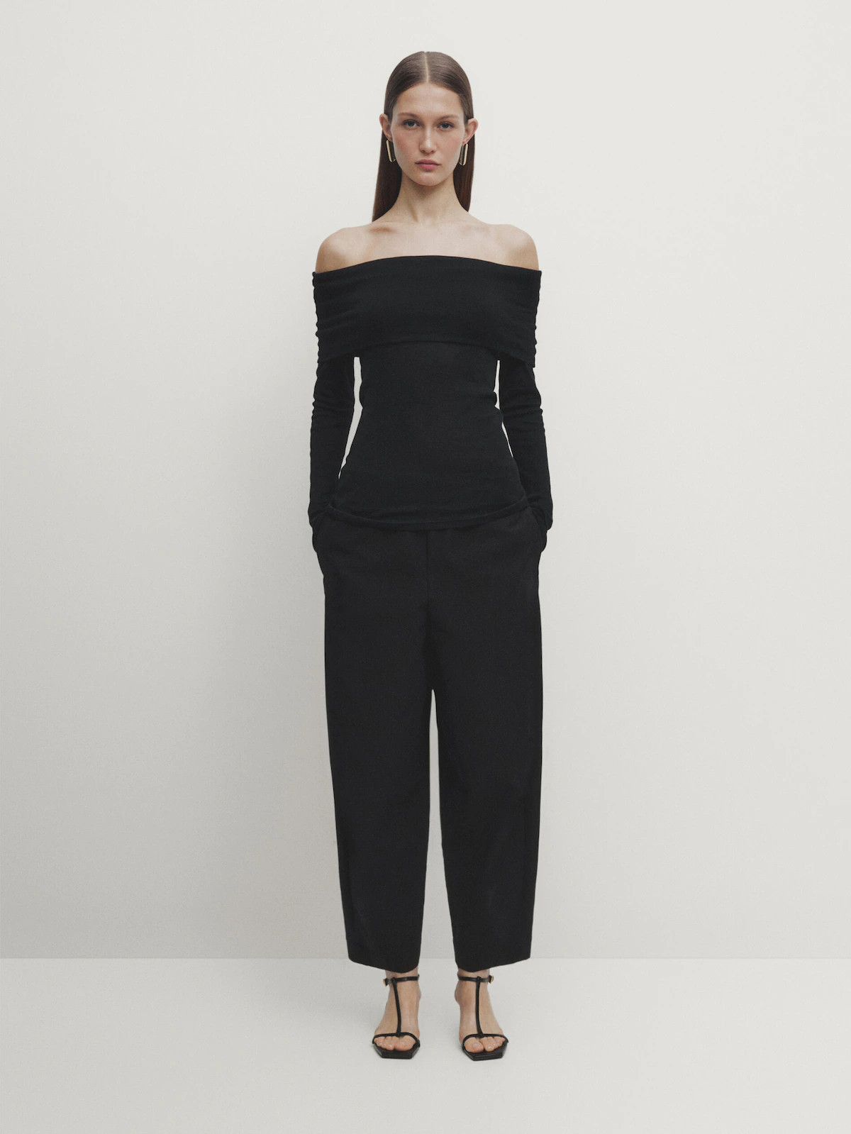 Long off-the-shoulder top | Massimo Dutti US