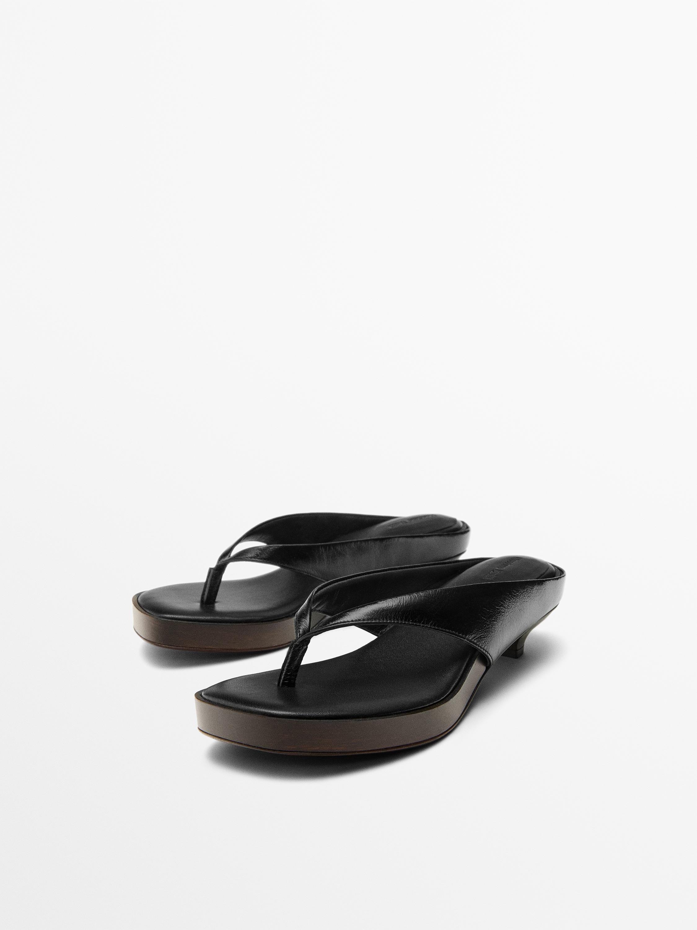 Mid-heel sandals with toe divider | Massimo Dutti US