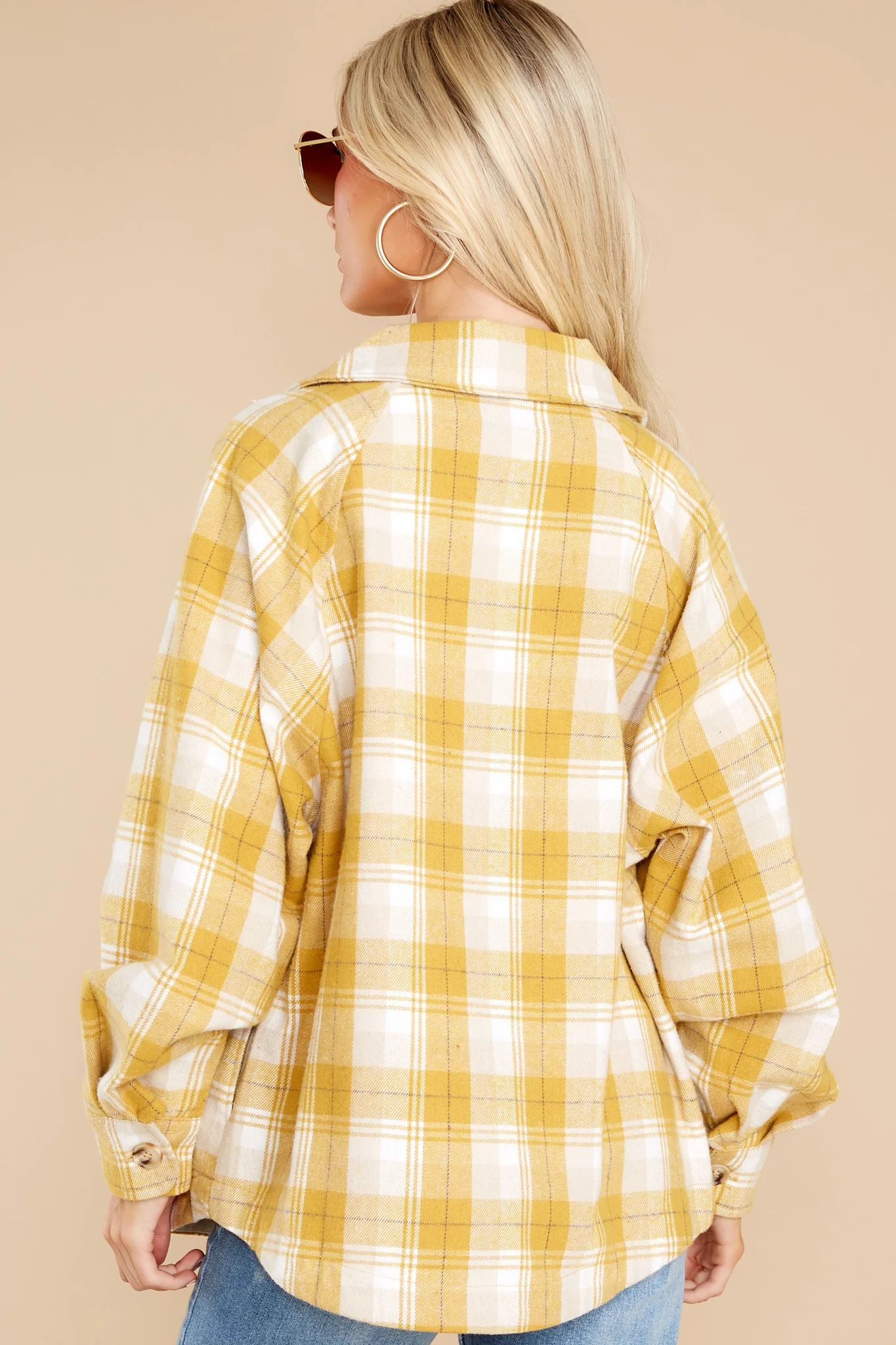 Warmhearted Cozy Goldenrod Plaid Shacket | Red Dress 