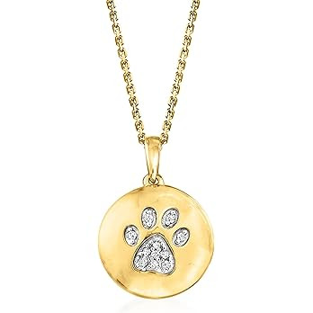 Ross-Simons Diamond Paw Print Circle Pendant Necklace in 18kt Gold Over Sterling | Amazon (US)