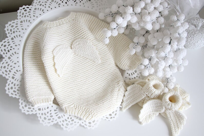 Set of 2  - Long sleeve romper and booties - Baby girl prop - Angel romper - Baby photo prop - Ba... | Etsy (US)