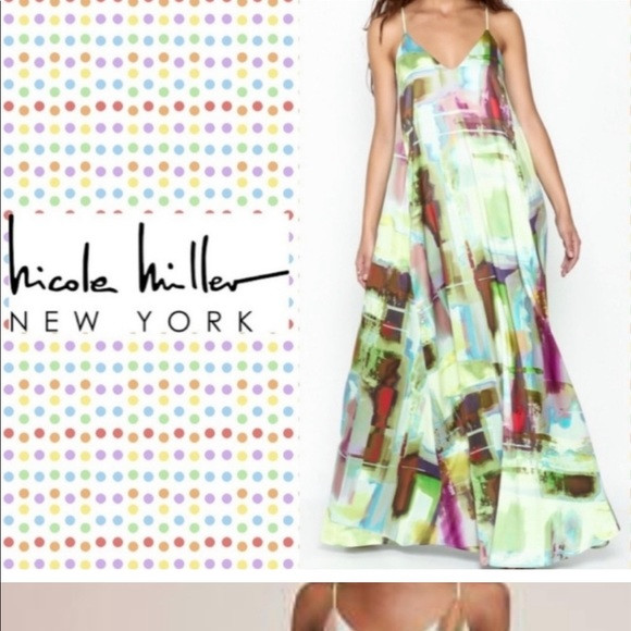 Nicole Miller Watercolor Maxi  Dress - Sz. 4 | Poshmark