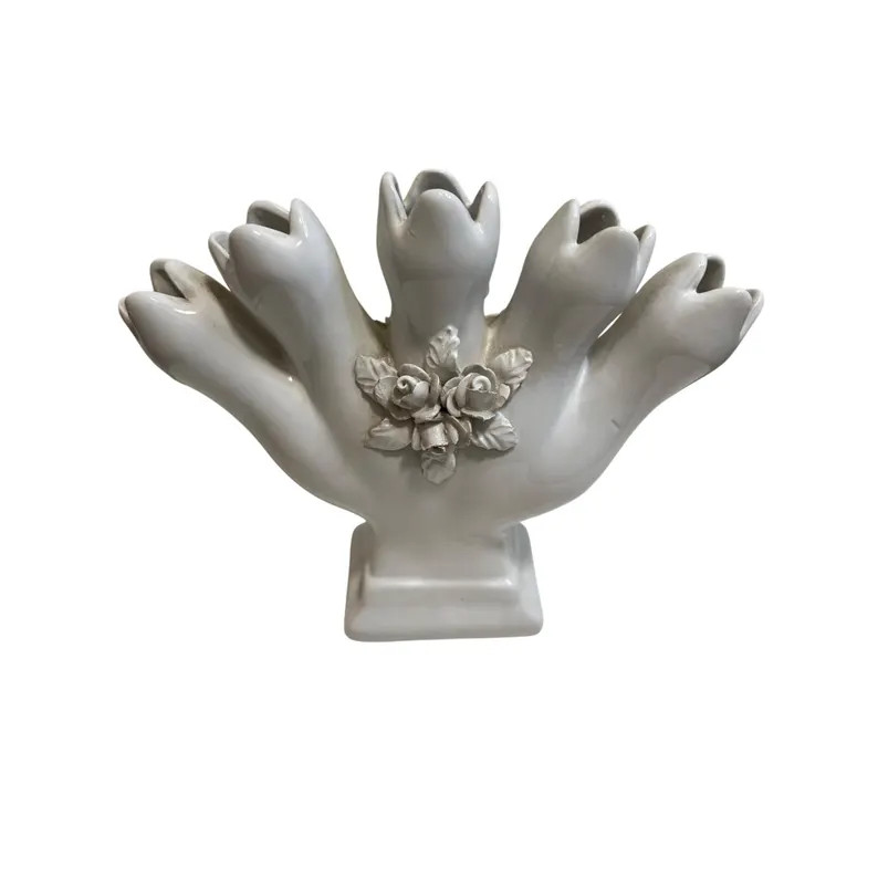 Vintage ELPA Portugal Alcobaça White Ceramic Multi-tulip Vase With Rose Accents 6" Tall Decorati... | Etsy (US)