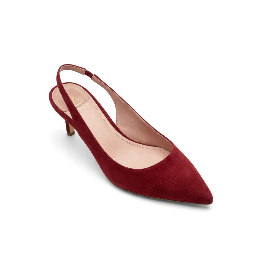 Gutsy Garnet Suede Slingback Kitten Heel | ALLY Shoes