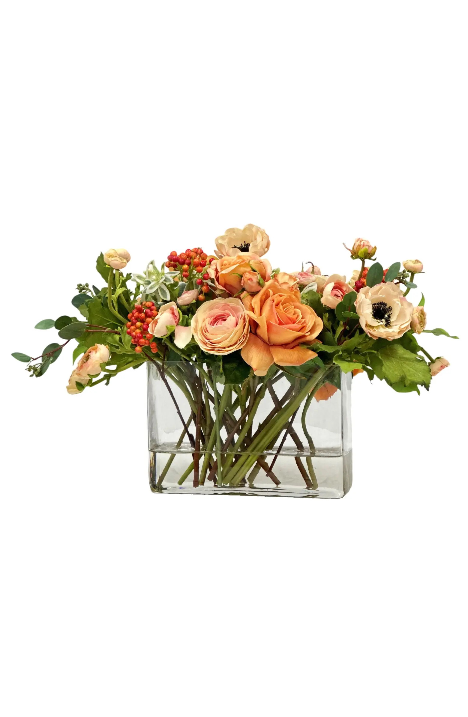 Rose Ranunculus In Rectangle Glass | Nordstrom