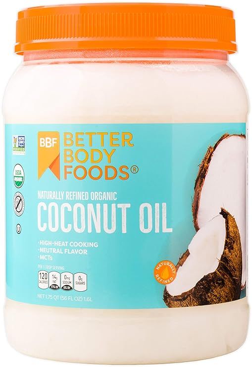 BetterBody Foods Organic Naturally Refined Coconut Oil with Neutral Flavor and Aroma, 56 Ounce | Amazon (US)