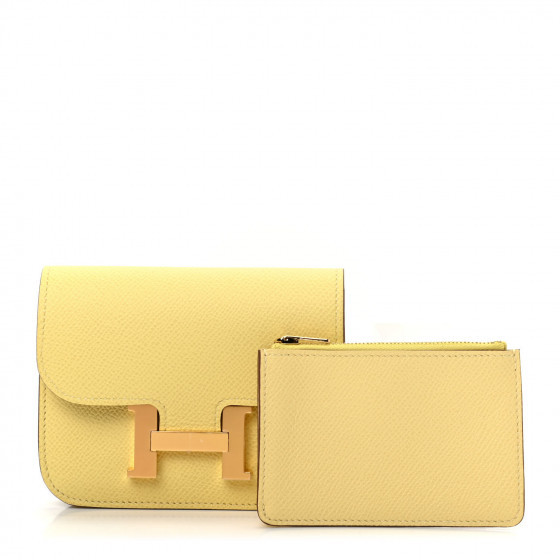 HERMES Epsom Constance Slim Wallet Jaune Poussin | Fashionphile