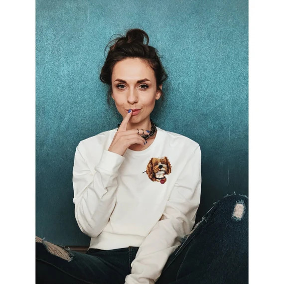 Custom Dog sweatshirt Embroidered or printed pet face | Etsy | Etsy (US)