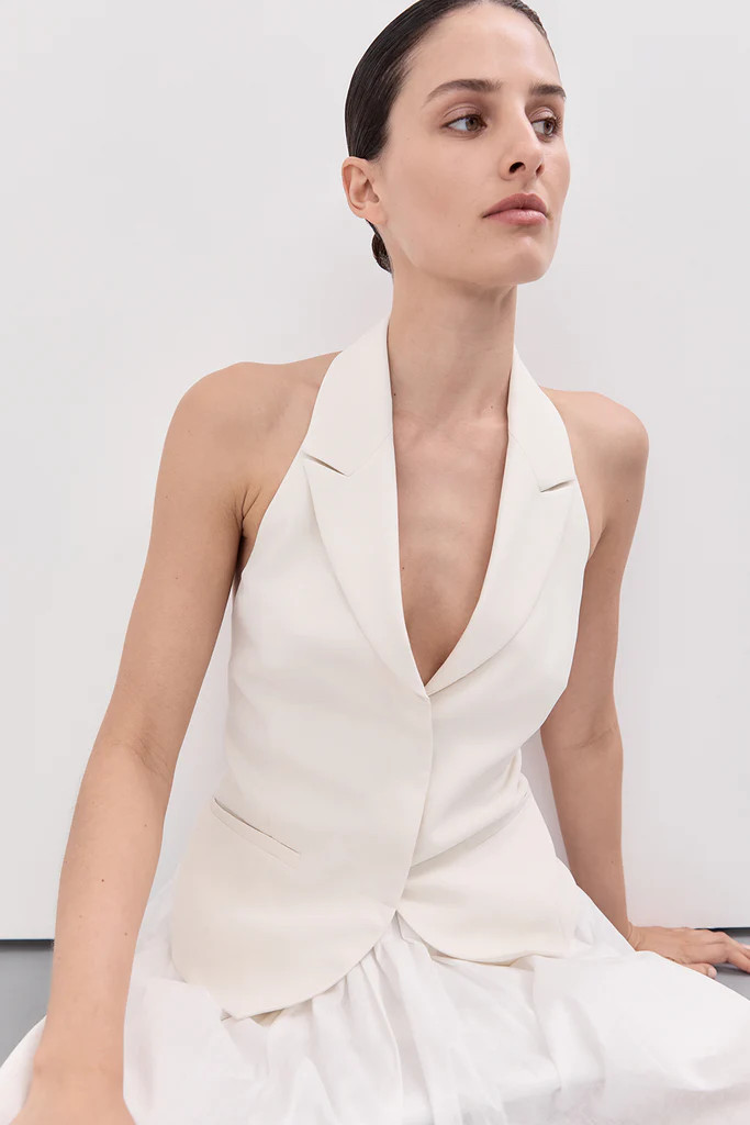LIBERTY CREAM HALTER VEST | DISSH