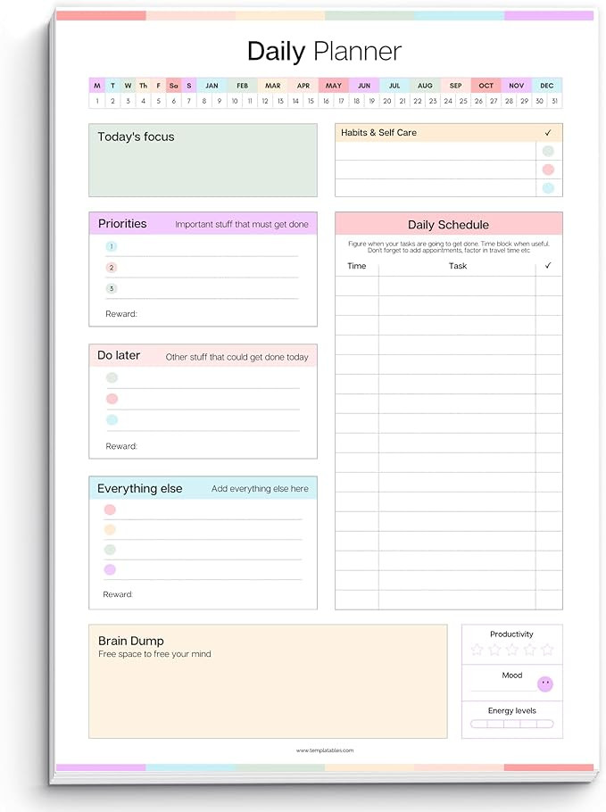 ADHD Daily Planner Notepad for Neurodivergent Adults - Productivity Daily Planner Desk Pad & Task... | Amazon (US)
