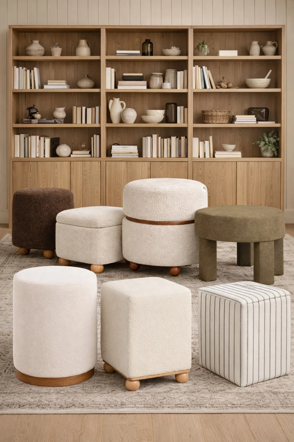 Creative Co-Op Square Boucle Upholstered Ottoman, Cream $105.99 | Walmart (US)