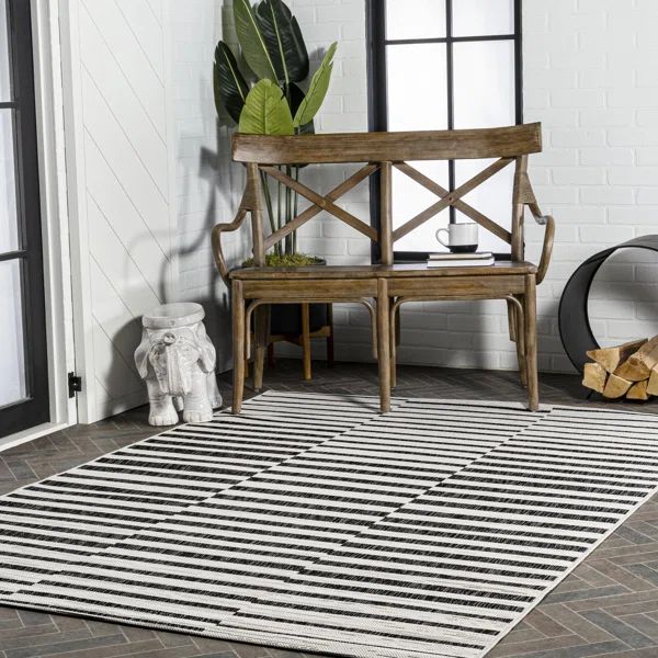 Aubriella Ivory/Black Indoor/Outdoor Rug | Wayfair North America