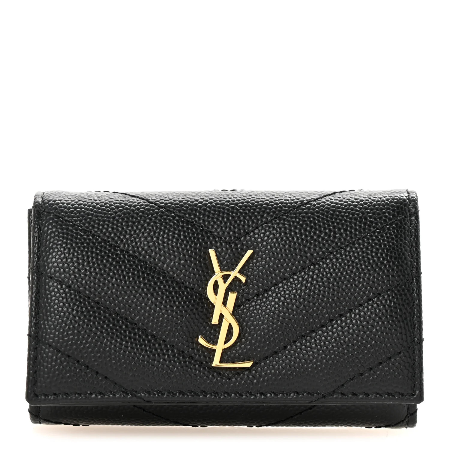 Grain de Poudre Matelasse Cassandre Monogram Slim Key Case Black | FASHIONPHILE (US)