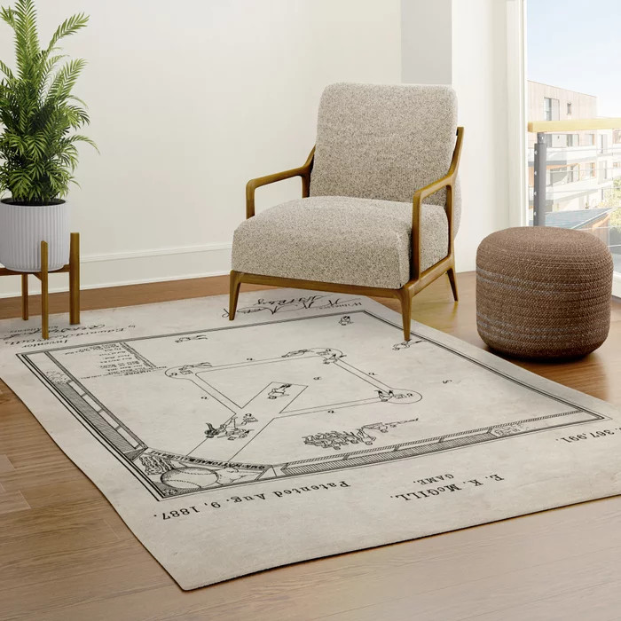 Baseball Patent - Sports Fan Softball Baseball Art - Antique Rug by Patent Press | Society6 | Society6