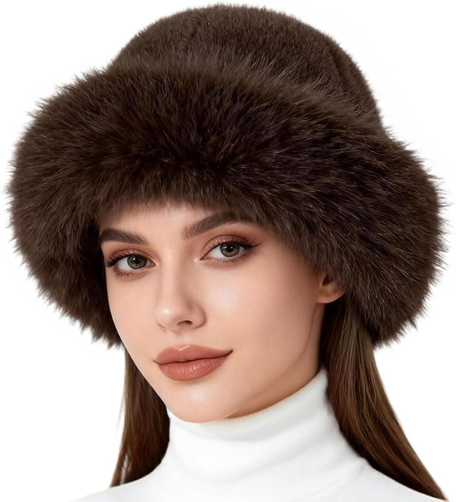 Pelzmütze Damen, 2026 Neu Plüschmütze Faux Fuchs Pelz Wintermütze für Damen Warm Weich Russi... | Amazon (DE)