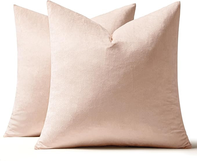 MIULEE Pack of 2 Pillow Covers Velvet Throw Pillow Covers 18x18 Inch Soft Solid Decorative Square... | Amazon (US)