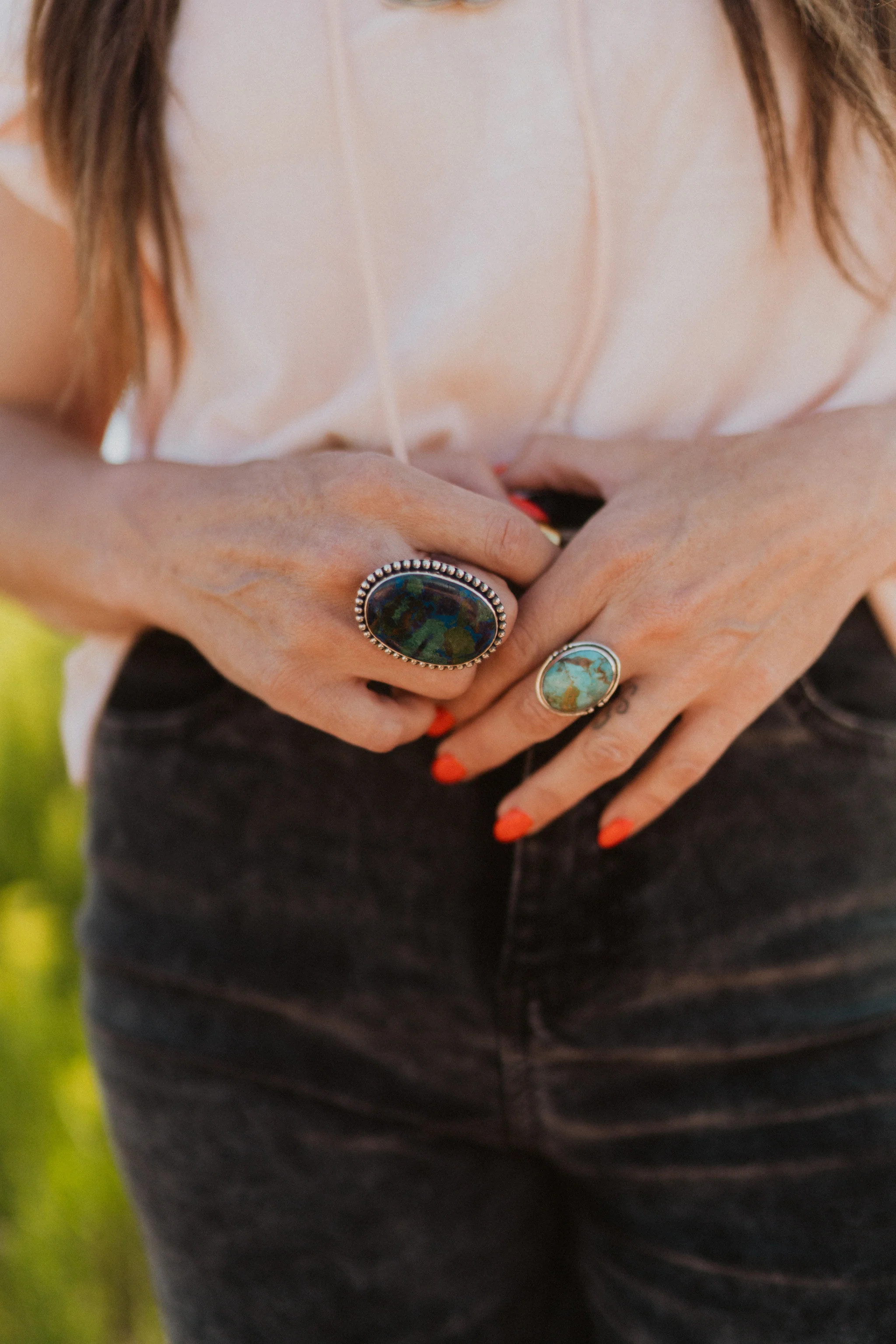Betsy Ring | Azurite Quartz | Goldie Lew Jewelry