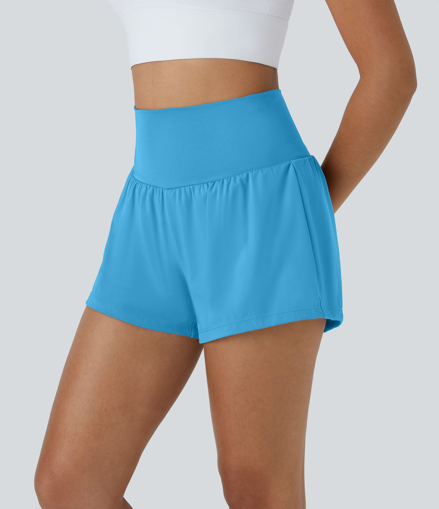 Women\u2019s SoftlyZero\u2122 Airy Super High Waisted 2-in-1 Cool Touch Yoga Shorts with Pockets ... | HALARA