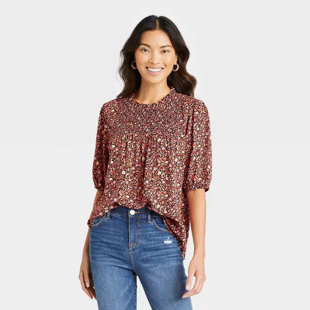 Women's Bishop 3/4 Sleeve Smocked Top - Knox Rose™ | Target